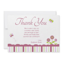 Cute butterfly girl's thank you flat card