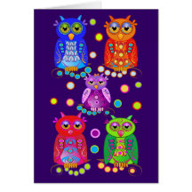 Cute Cartoon Birthday card with Owls