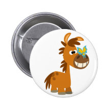 Cute Cartoon Butterfly Pony Button Badge
