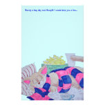 Cute cartoon cat sleeping while wearing scarf... customized stationery