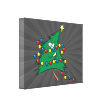 cute cartoon christmas tree character stretched canvas prints