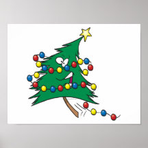cute cartoon christmas tree character posters