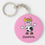 Cute Cartoon Cow Personalised Name Gift Keychain