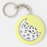Cute Cartoon Cow Sleeping On The Moon Key Chains