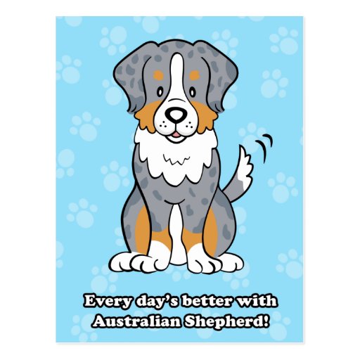 Cute Cartoon Dog Australian Shepherd Postcard
