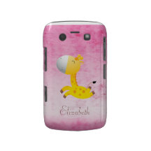 Cute Cartoon Giraffe Pink Personalised Blackberry Case