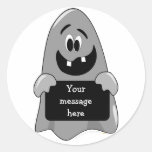 Cute Cartoon Goofy Ghost Halloween Customisable Round Stickers