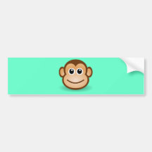 Cute Cartoon Happy Monkey Face Bumper Sticker