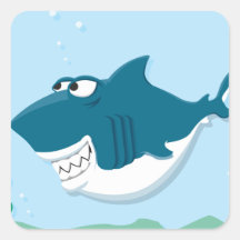 cute cartoon happy shark sticker
