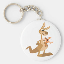 Cute Cartoon Kangaroo Mum and Joey Keychain