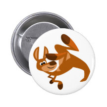Cute Cartoon Kangaroo's Somersault Button Badge