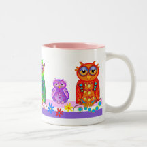 Cute cartoon mug with Owls