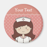 Cute cartoon nurse (brunette) magnet