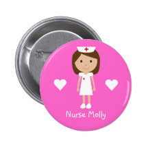 Cute Cartoon Nurse & Hearts Personalised Pink