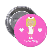Cute Cartoon Nurse & Hearts Personalised Pink