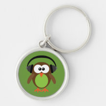 Cute Cartoon Owl With Headphones Key Chains