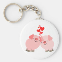 Cute Cartoon Pigs in Love Keychain