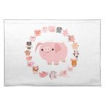 Cute Cartoon Pigs Mandala Placemat