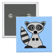 Cute Cartoon Racoon Button