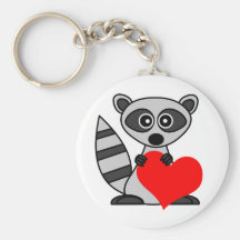 Cute Cartoon Racoon Holding Heart Key Chains
