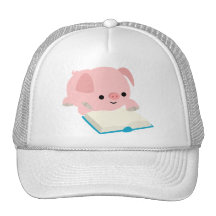 Cute Cartoon Reading Piglet  Hat