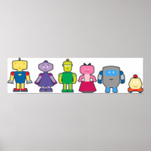 Cute Cartoon Robots Print