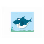 cute cartoon shark postcard