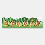 Cute Cartoon Tigers Dance In Jungle Bumper Sticker
