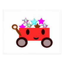 Cute cartoon wagon post card