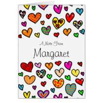 Cute Cartoon Whimsical Multi Love Heart Pattern cards