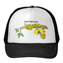 Cute Cartoon Yellow Snake in a Tree Reptile Hat