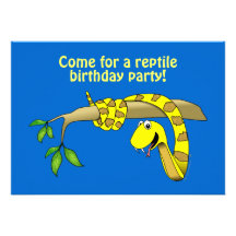 Cute Cartoon Yellow Snake in a Tree Reptile Personalized Invitation