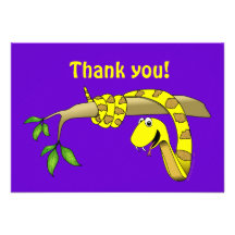 Cute Cartoon Yellow Snake in a Tree Reptile Personalized Invite