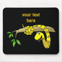 Cute Cartoon Yellow Snake in a Tree Reptile Mousemat