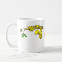 Cute Cartoon Yellow Snake in a Tree Reptile Mug