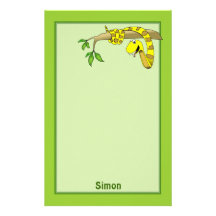 Cute Cartoon Yellow Snake in a Tree Reptile Stationery