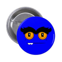 Cute Cartoony Blue Unibrow Monster Face buttons