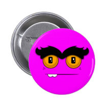 Cute Cartoony Fuchsia Unibrow Monster Face buttons