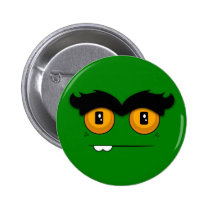 Cute Cartoony Green Unibrow Monster Face buttons