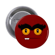 Cute Cartoony Maroon Unibrow Monster Face buttons