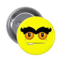 Cute Cartoony Yellow Unibrow Monster Face buttons