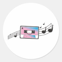 Cute cassette tape round stickers