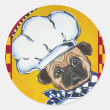 Cute Chef Pug Stickers