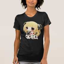 Cute chibi girl and kawaii skulls tees