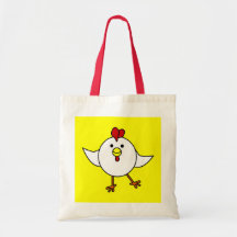 Cute Chicken Dance - White and Yellow Canvas Bags