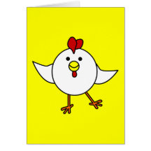 Cute Chicken Dance - White and Yellow Greeting Cards