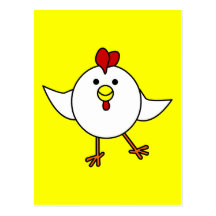 Cute Chicken Dance - White and Yellow Postcard