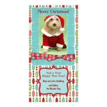 Cute Christmas Beaded Whimsy Customized Photo Card