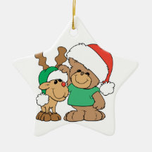 Cute Christmas Bear and Reindeer Christmas Ornaments