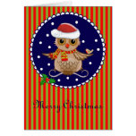 Cute Christmas card with cartoon owl and text
